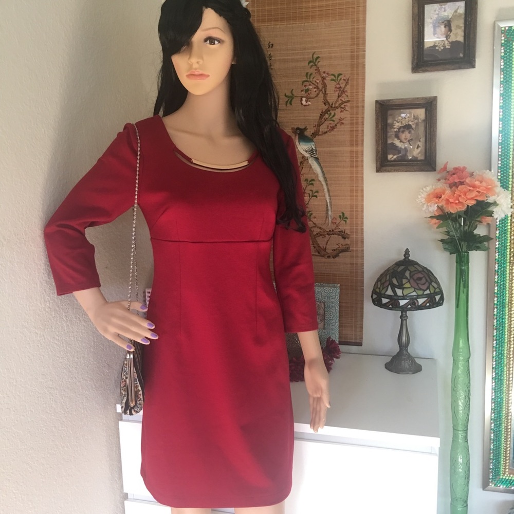 Laundry by Design Dress w Gold Embellishment Red